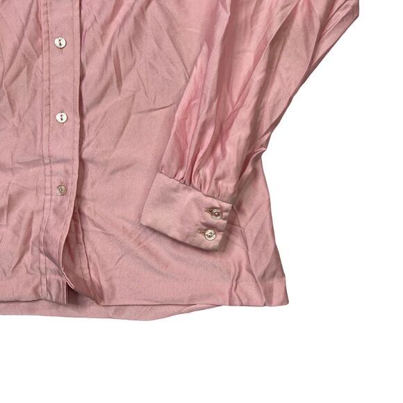 Vintage 70s Spread Collar Long Sleeve Button Up Blouse FLAW Pink Womens Medium - Picture 4 of 6